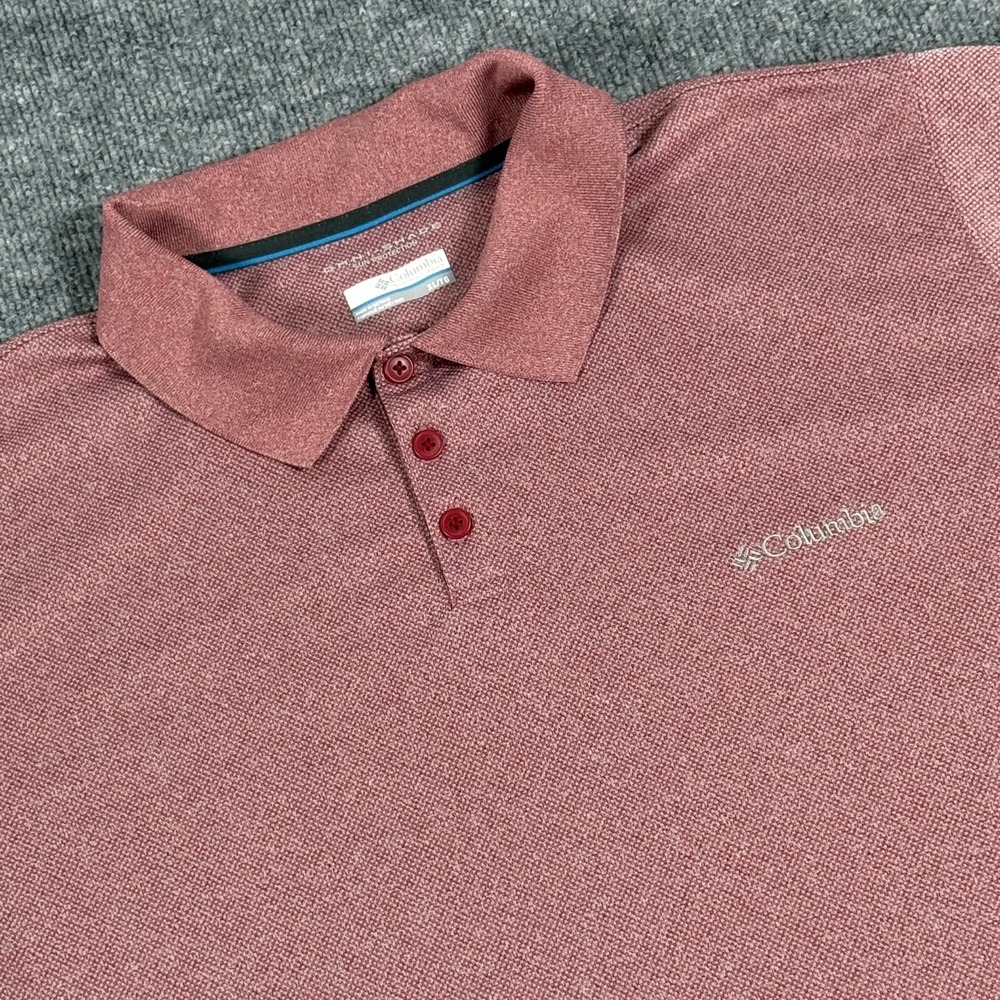 Columbia Polo Shirt Mens XL Red Omni-Shade Sun Protection Golf Performance Top